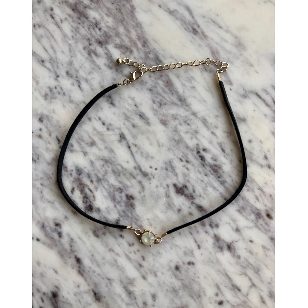 Stone Black Leather Choker